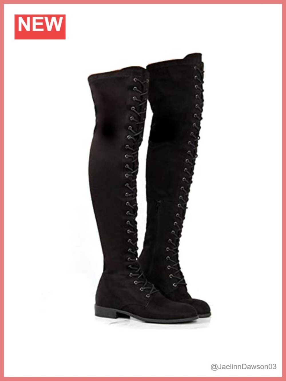 Women's Over the Knee Lace Up Tall Boots Suede Leather Low Heel